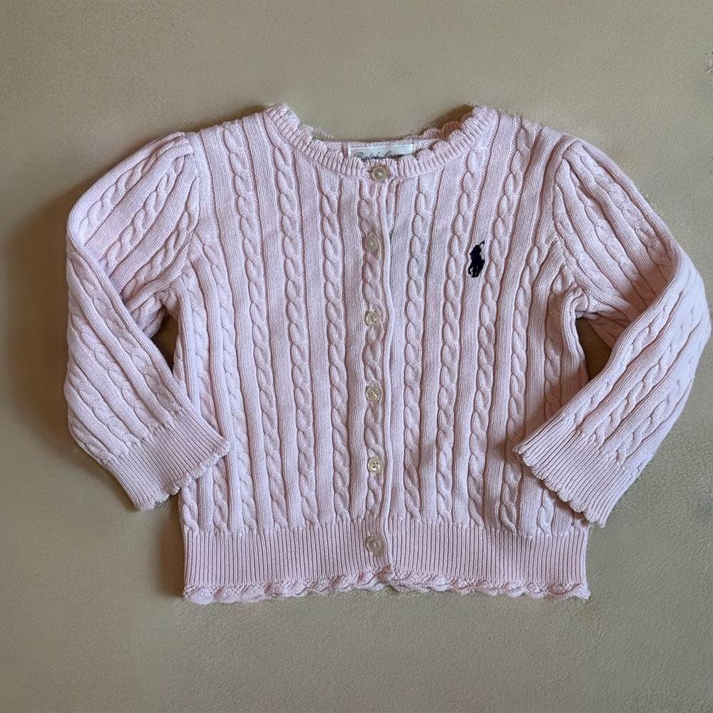 Ralph Lauren Pink Cable Knit Cardigan